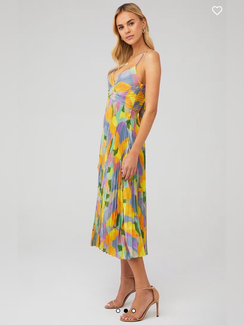 Astr bylthe Multicolor Pleated Midi Dress with V-Neck - Picture 2 of 12